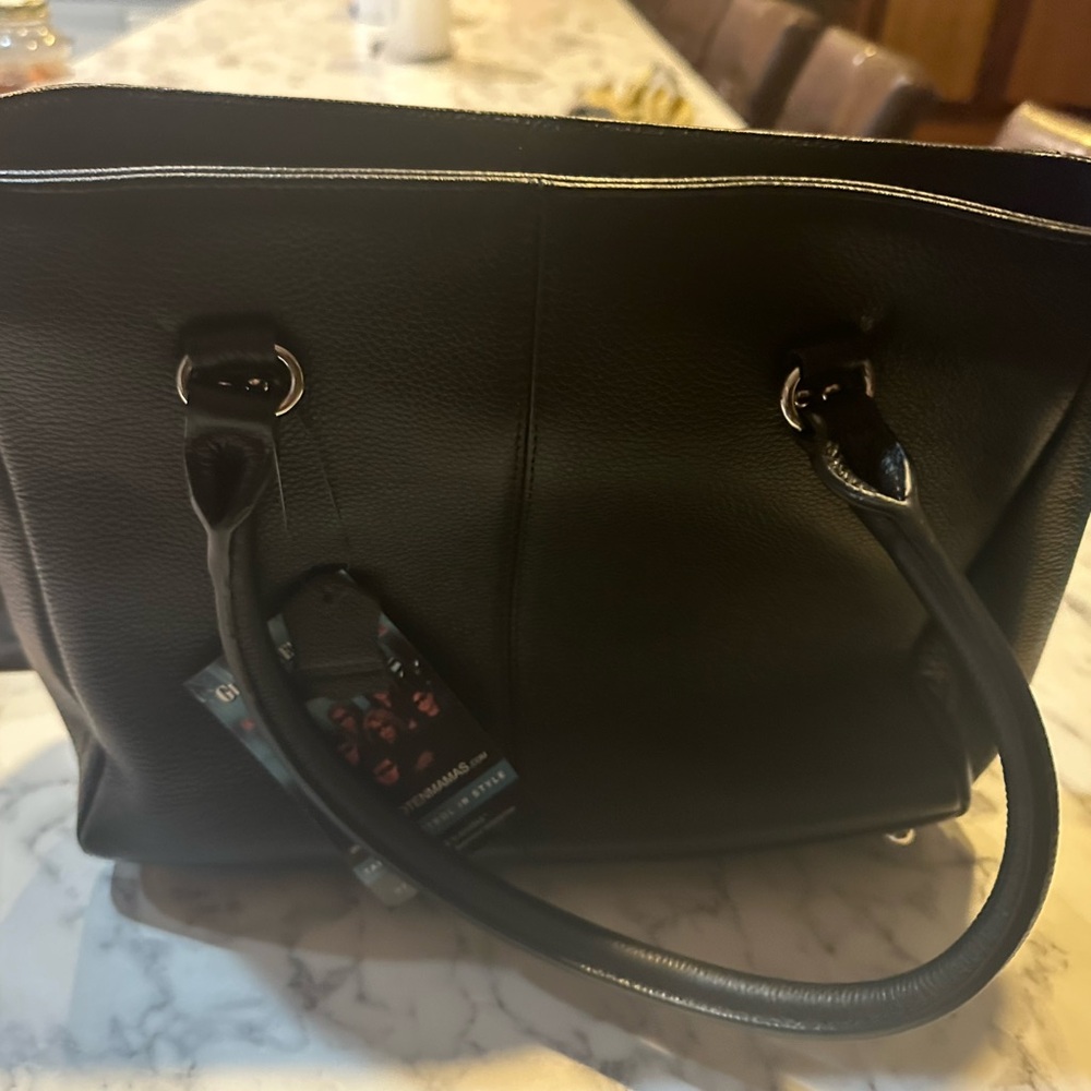 Black leather handbag NWT